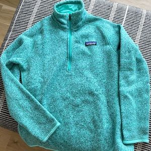 Patagonia- 1/4 zip, fleece, women’s size medium. Mint green.